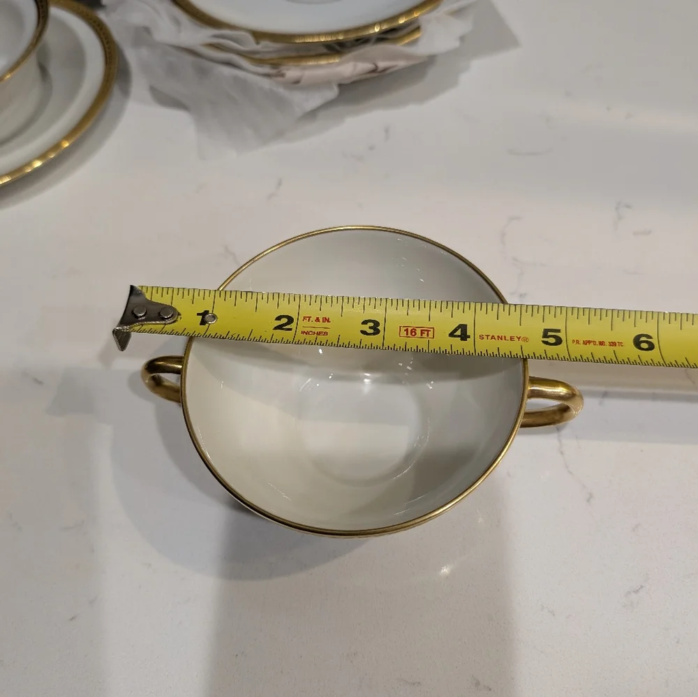 Limoges France William Guérin Circa 1900–1932 Soup Cup with Saucer Double Handle - Picture 14 of 16
